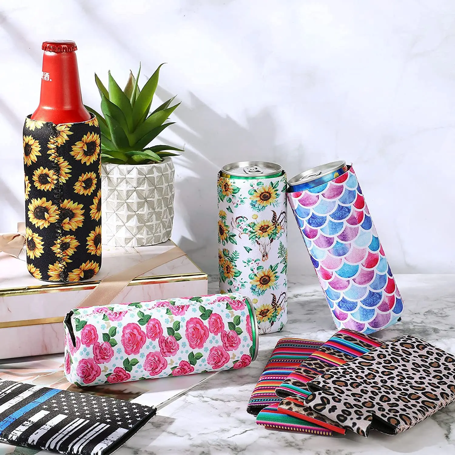 

New Fashion Serape Slim Beer Can Cooler Joyous Slim Can Bottle Sleeve, Customized
