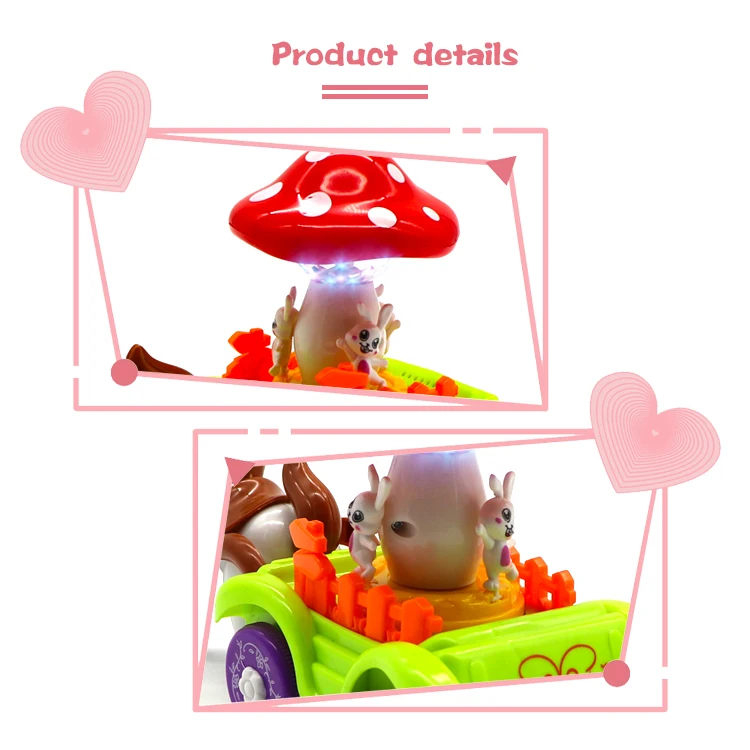 2021 Popular Kids Electric Universal Wheel Toys Mushroom Carriage With Music & Colorful Lights