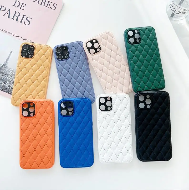 

Luxury Leather 2021 New And Refined Stitching For Iphone 13 12 11 Mini Pro Max Shockproof Pu Leather TPU Soft Back Mobile Cover, As picture shows