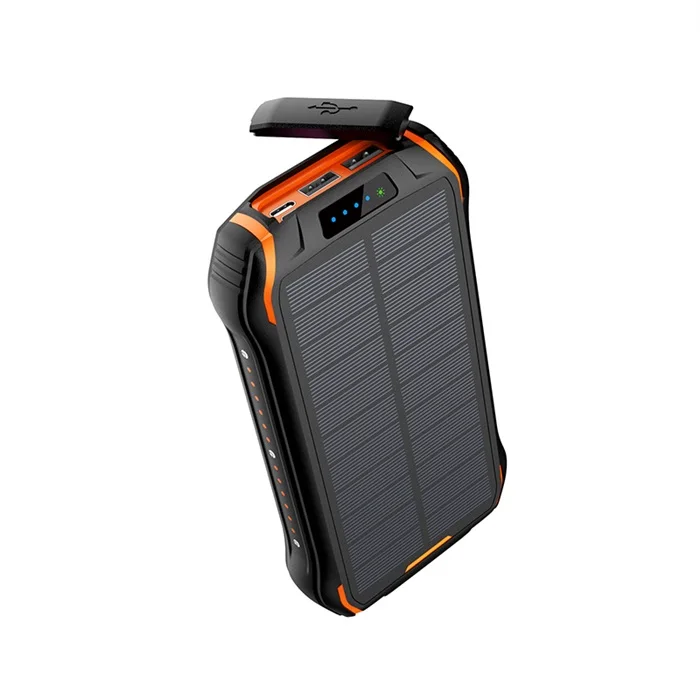 

Private Logo Wireless Charging Dual USB Mobile Charger With LED Light Portable Solar Power Bank, Black, orange, blue