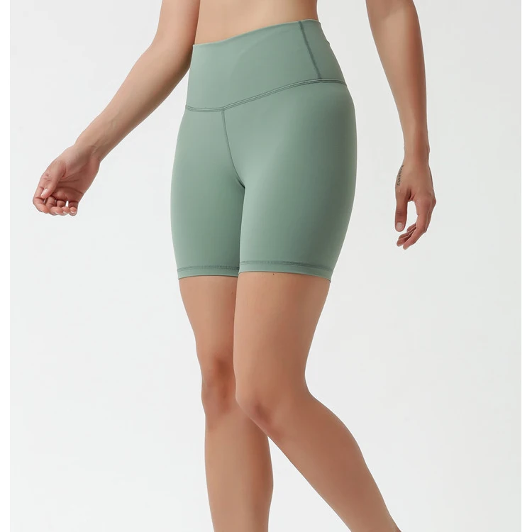 

luxury quality high waist double-sided sanding naked-feel soft biker shorts women yoga, Customized colors