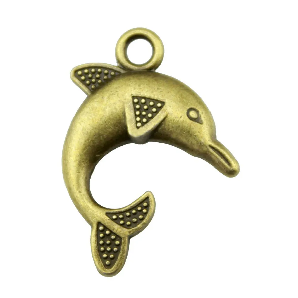 

5.1G DIY Handmade Jewelry Accessories Necklace Bracelet Pendant Antique Bronze Plated Alloy Dolphin Charm Pendant