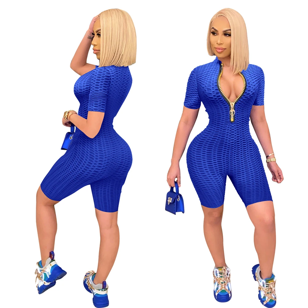 

plain short sleeve bodycon women short romper