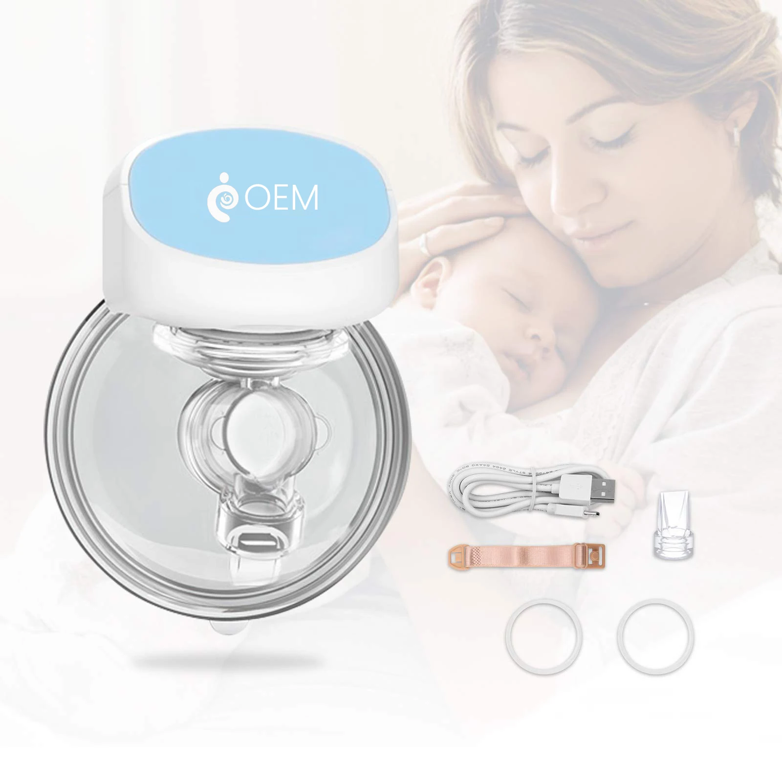 

BPA Free Electric Breast Pump Portable Silicone Suction Nursing Pump OEM Customize