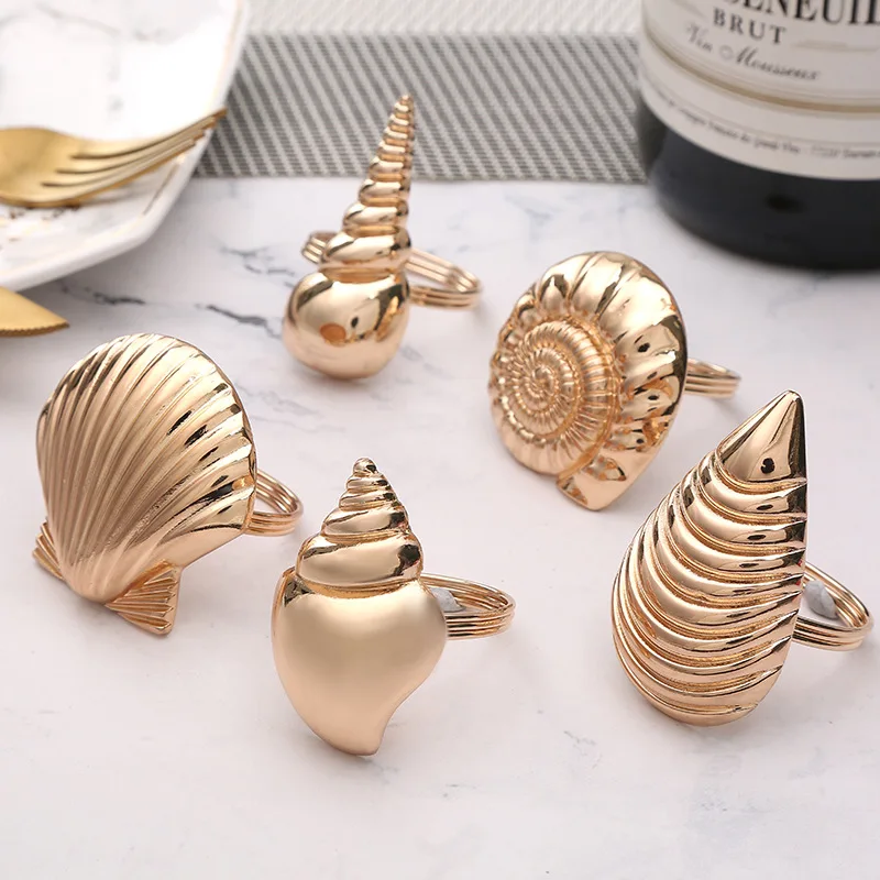 

Mix 5 Style Alloy Shell Napkin Rings Napkin Holders Coastal Beach House Table Decor