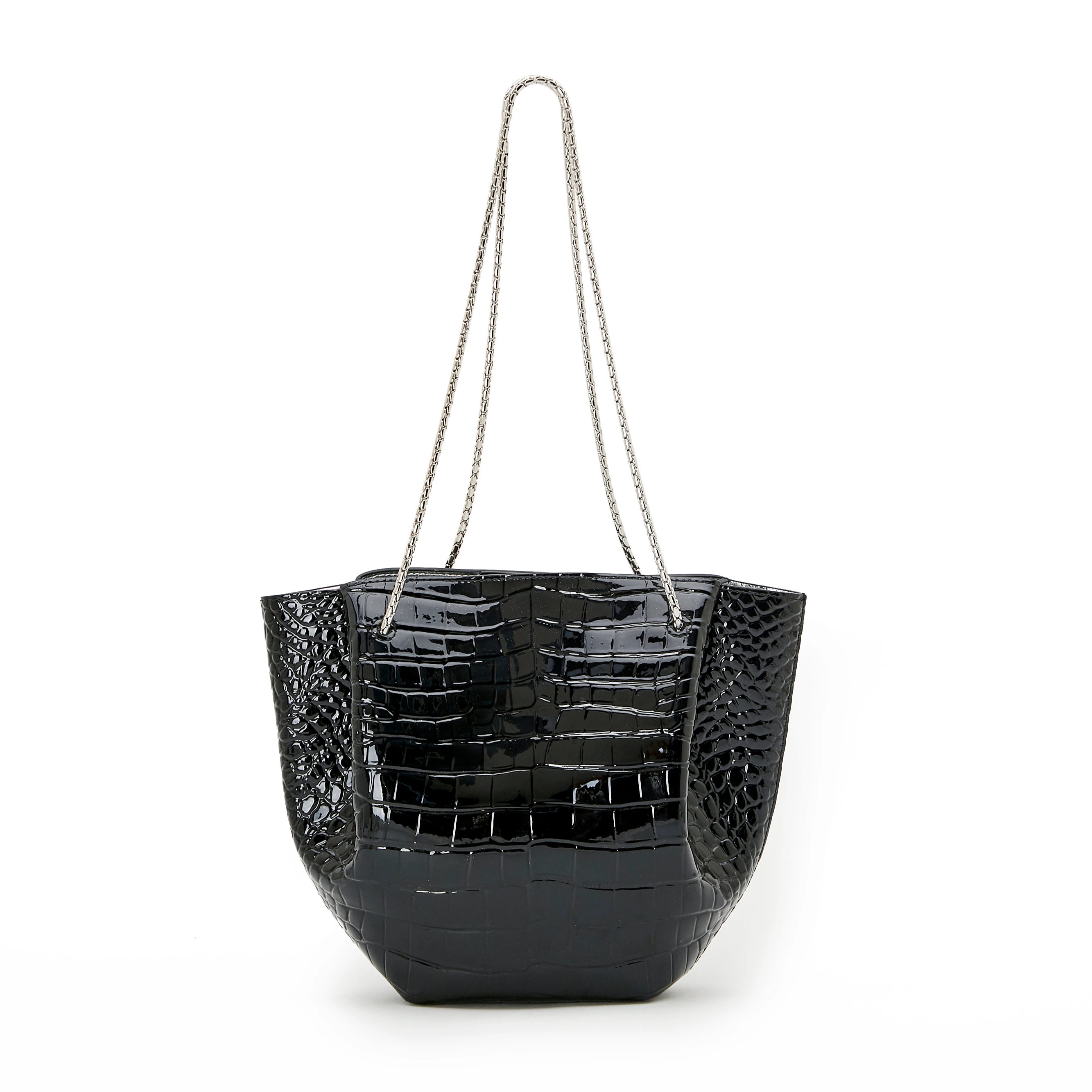 

vintage black shoulder women bag crocodile pattern natural cowhide handbags