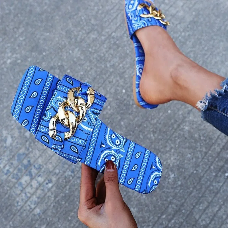 

2021 Summer Women Sandals Bandanna Flat Shoes Ladies Beach Shoes Slipper Outdoor Fashion sandals, Picture