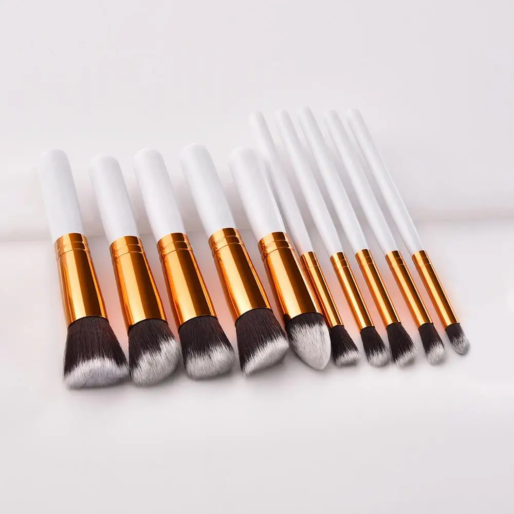 
Professional 10 White Gold Makeup Brush Set Manufacturer China 