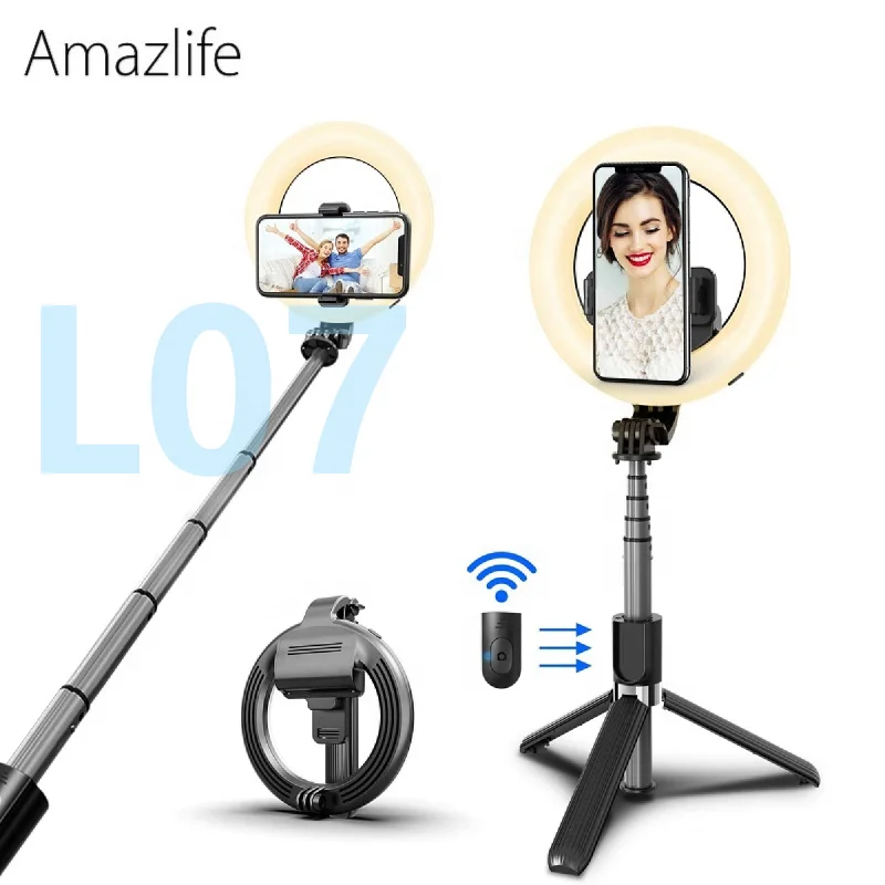 

LO7 Adjustable 5 inch Tiktok Photographic LED Selfie Ring Light with Phone Holder and Tripod Stand