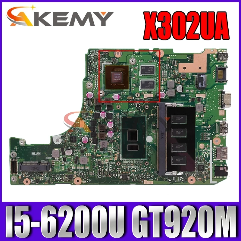 

Akemy X302UA_UJ Laptop motherboard for ASUS X302UV X302UA X302UJ original mainboard 4GB-RAM I5-6200U GT920M