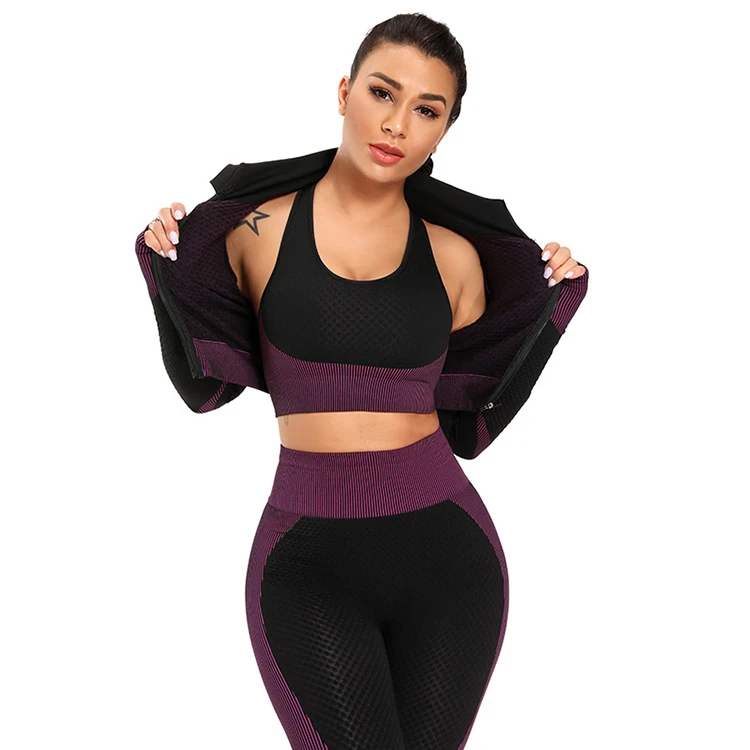 

Three-piece workout sport clothes fitness apparel gym legging gym set