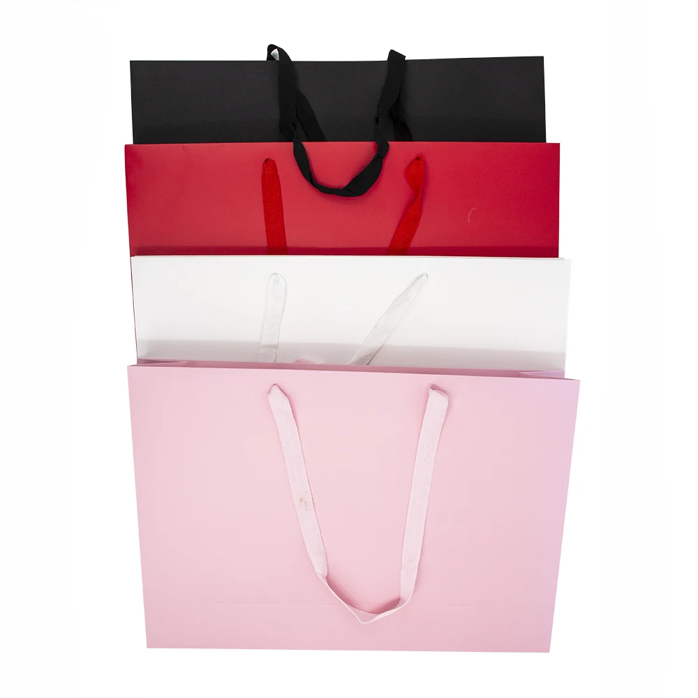 

Lipack Low Moq Boutique Customised Luxury Shopping Paper Bag Solid Full Color Recyclable Tote Paper Bags