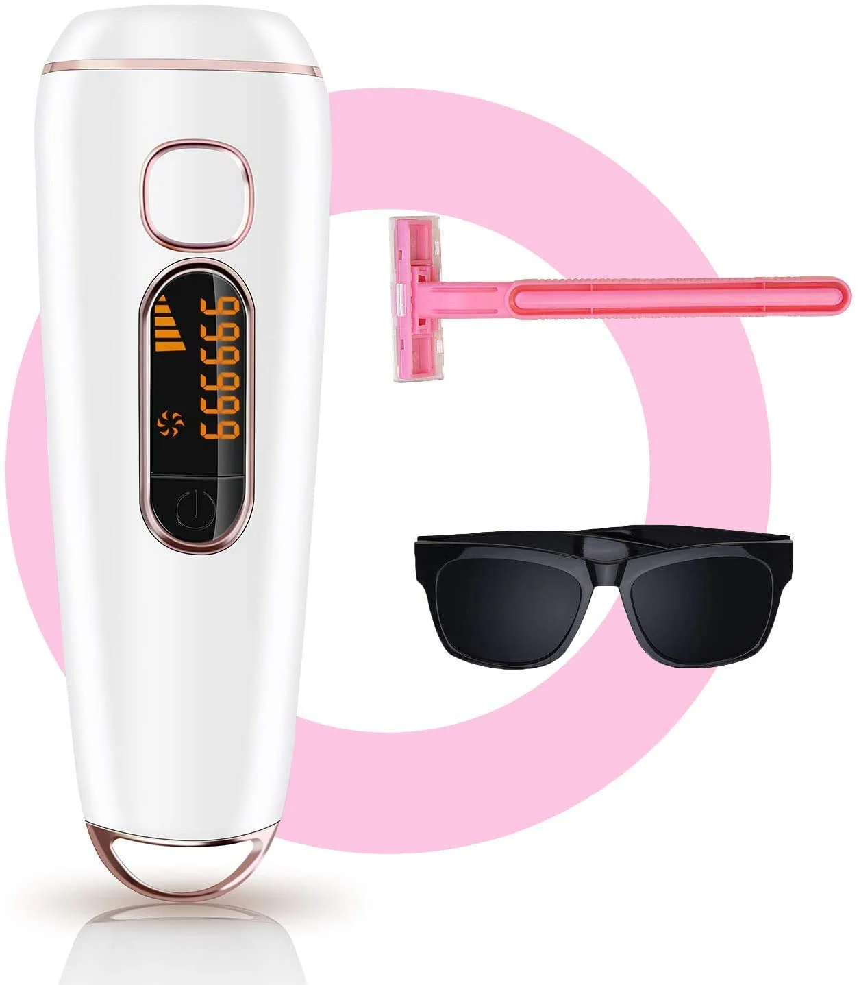 

Popular sales device ipl laser hair removal permanent 999999 flashes ipl laser hair removal handset for home use, White