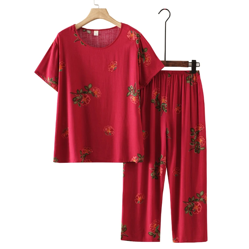 

Custom New Designers Ladies Plus Size Casual Round Neck Sleepwear Set
