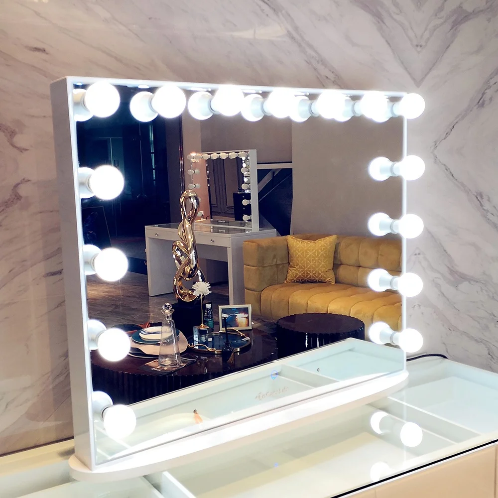 

Ship from US! Docarelife Promotional Big Girl Vanity Hollywood Mirror Led Makeup Mirror with Light Bulbs, White