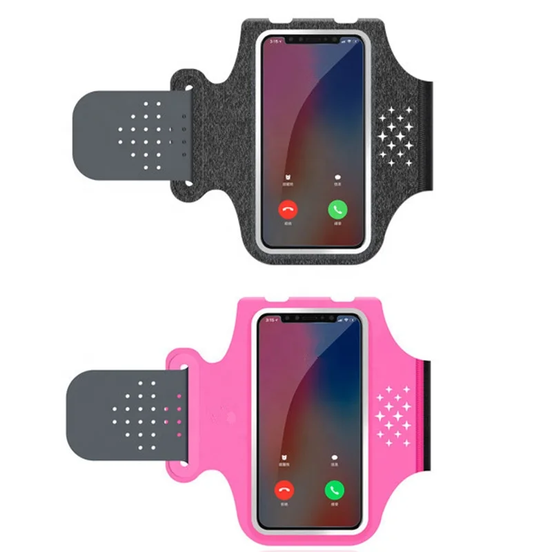 

Factory Wholesale Reflective Running Phone Holder Sports Armband Cellphone Arm Band for Women & Men, Black, grey, pink