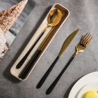

Wholesale Stainless Steel Reusable Gold Silver Cutlery Set Knife Fork Spoon Chopsticks Flatware Set