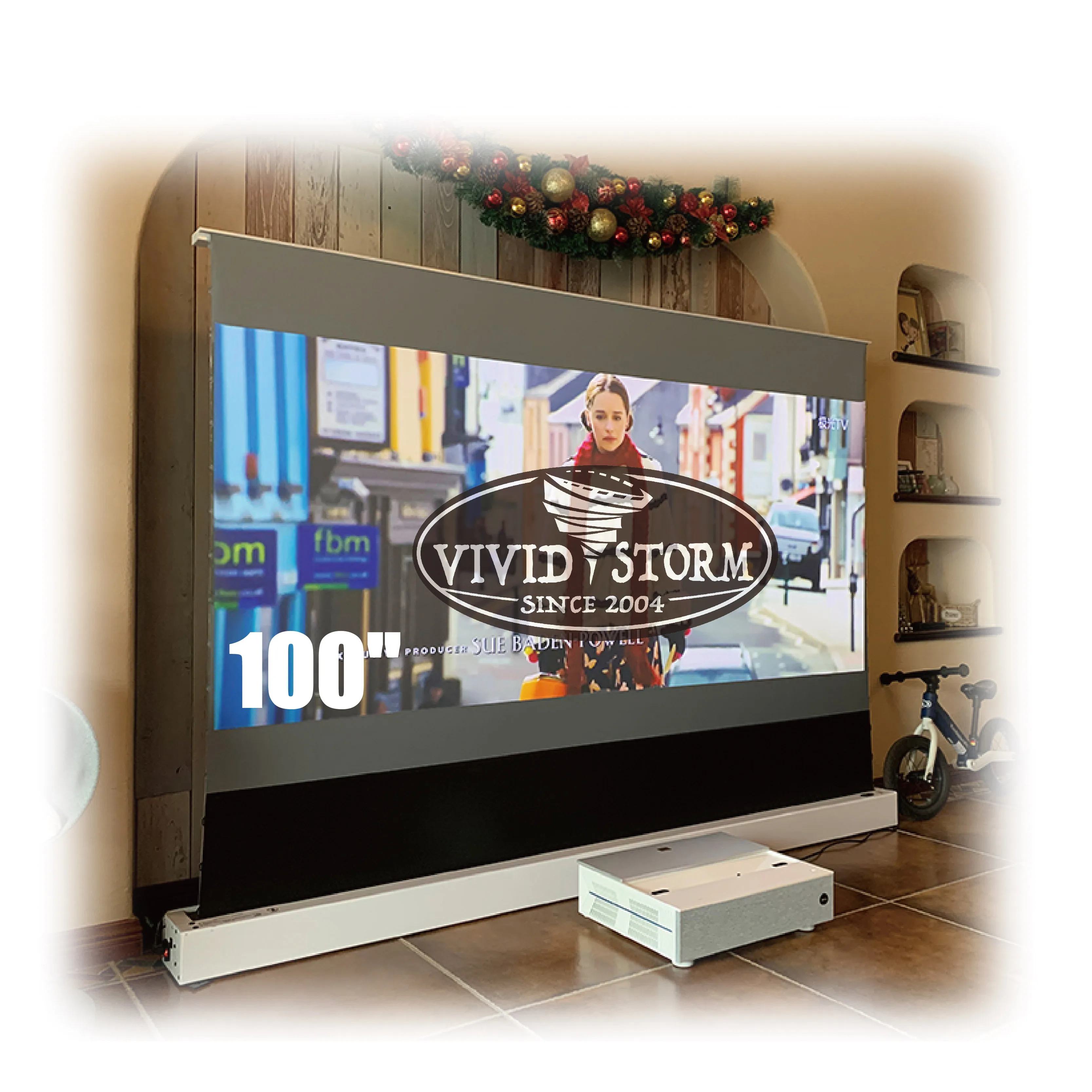 

VIVIDSTORM 2 set S PRO 100 inch Electric Tension Floor Screen PET crystal reflective screen projector projector display screen