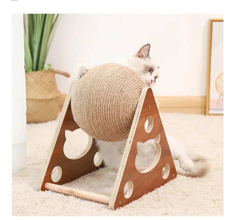 

Manufacturer Wholesales Funny Round Ball Sisal Cat Toy Cat Scratcher Cardboard Wooden Cat Tree, Primary colour