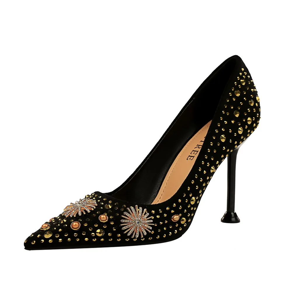 

New Fashion Women Leather Dress Shoes High HeelS Ladies wedding shoes