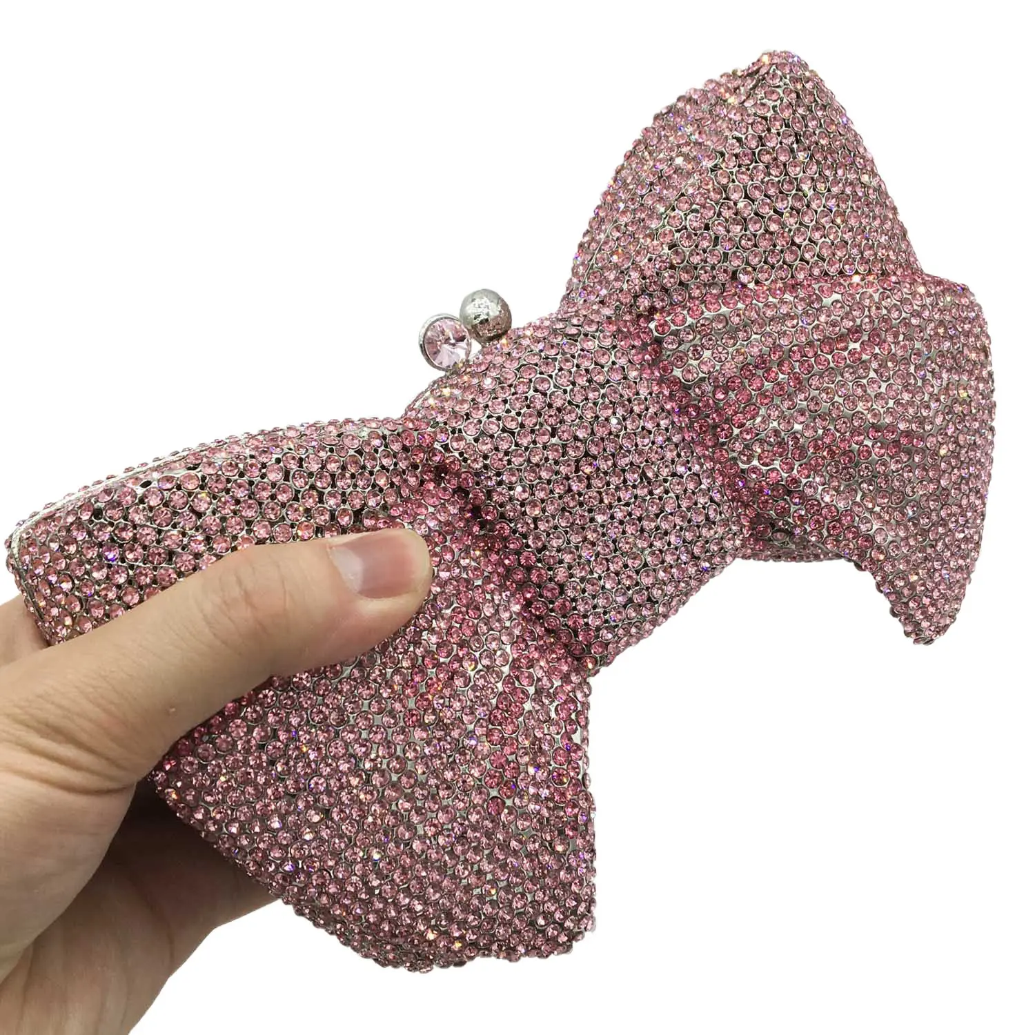 

Facotry luxury crystal rhinestone bow clutch purse bag for party evening handbag jewel box, Black, pink, red, gold, silver