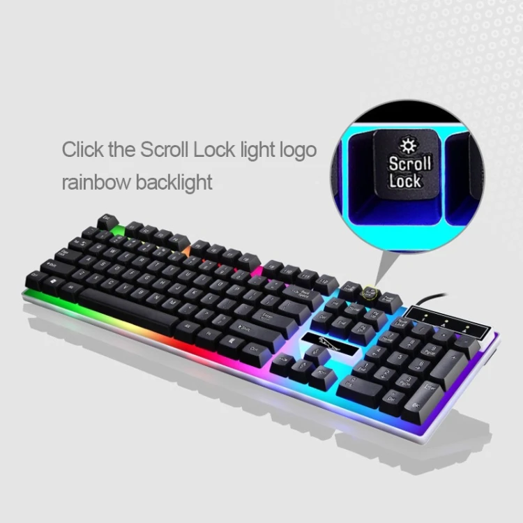 

High Quality ZGB G21 104 Keys USB Wired Mechanical Feel Colorful Backlight Office Computer Keyboard Gaming Keyboard, Black, white