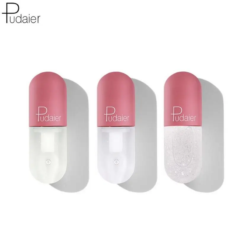 

Pudaier Mini Capsule Tube Moisturize Clear Lip Gloss color changing Plumping Lip gloss Glitter, 3 colors