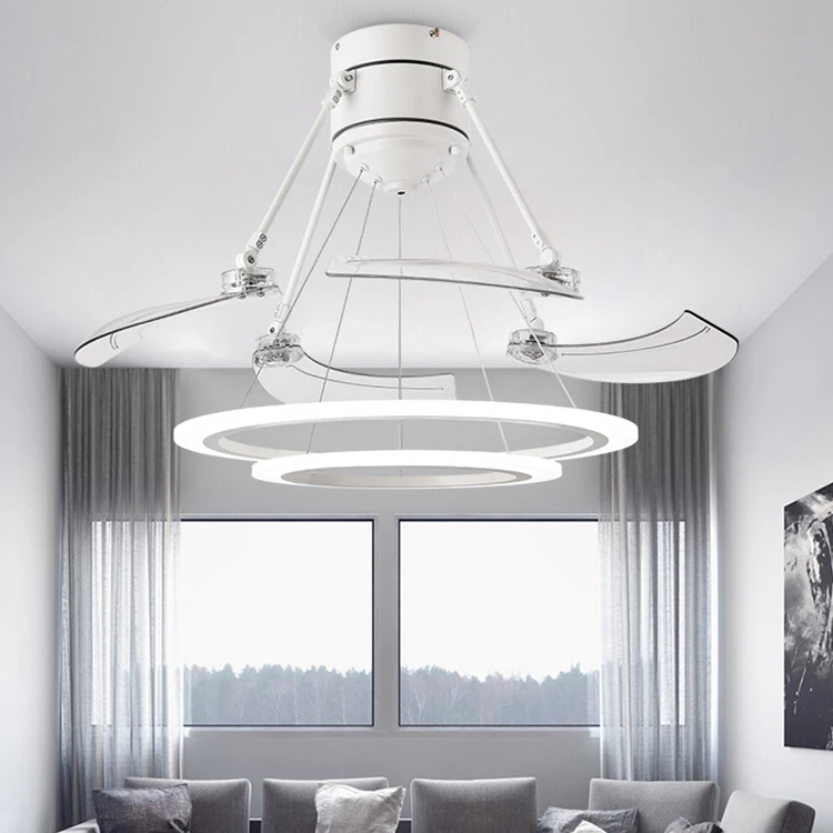 New style  indoor led ceiling fans light decorative ceiling mounted fan light with remote led fan light acrylic chandelier