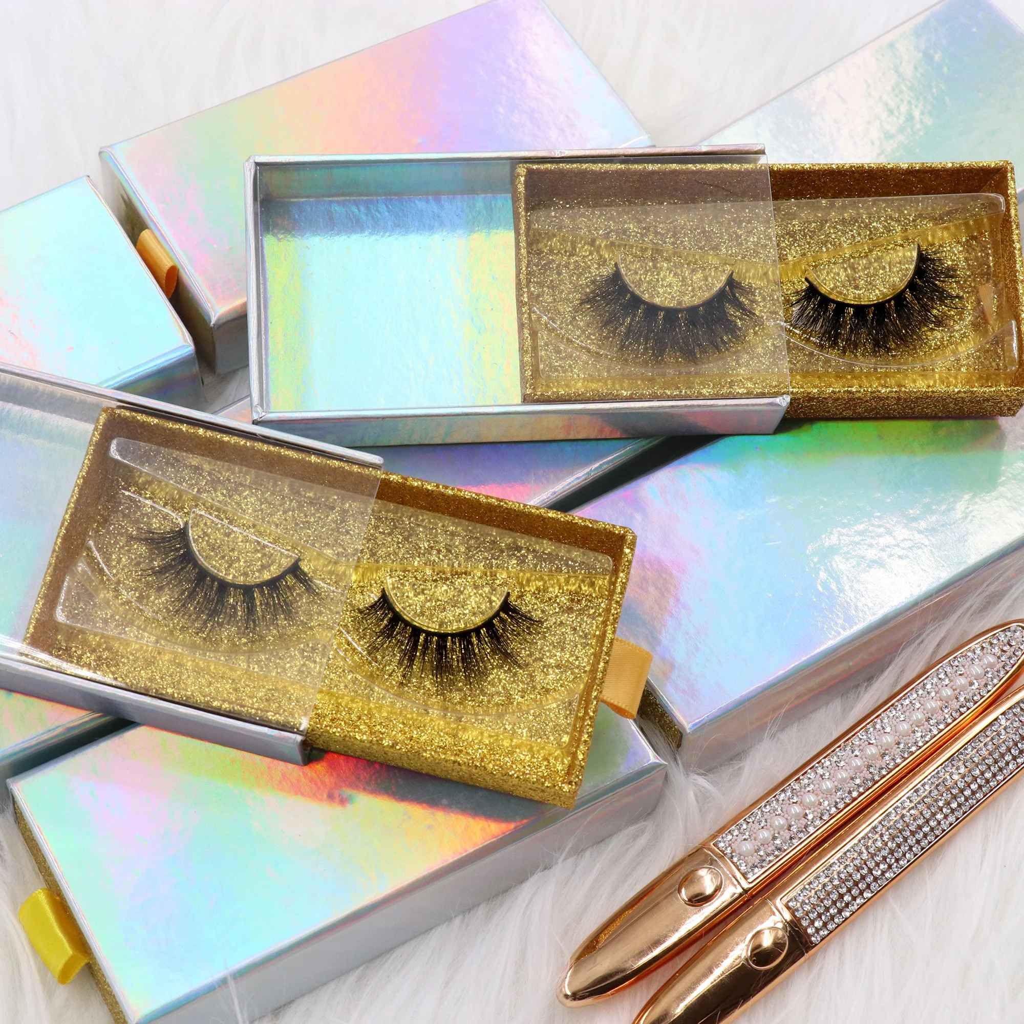 

Private label false lashes wholesale 25mm eye lash vendor 3d mink eyelashes custom logo clear laser custom eyelash box