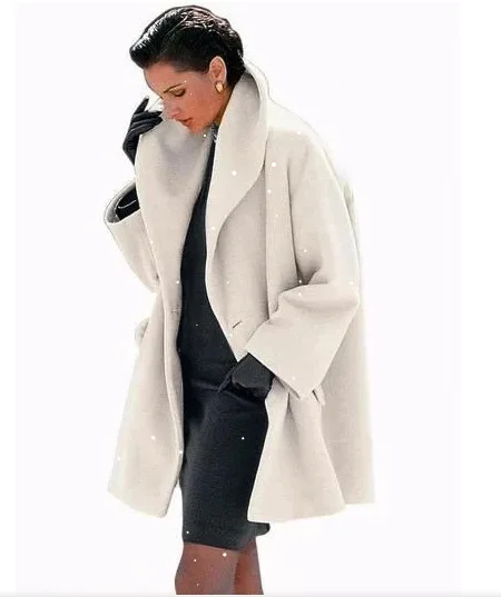

Loose Multicolor Shawl Ladies High Collar Coat European and American Autumn and Winter Woolen Coat