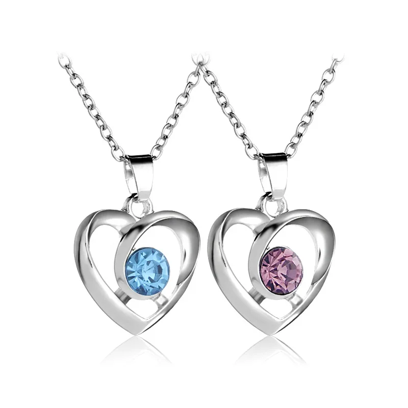 

Women's fashion simple hollow heart-shaped crystal couple pendant fine jewelry necklaces Valentine's Day Gift