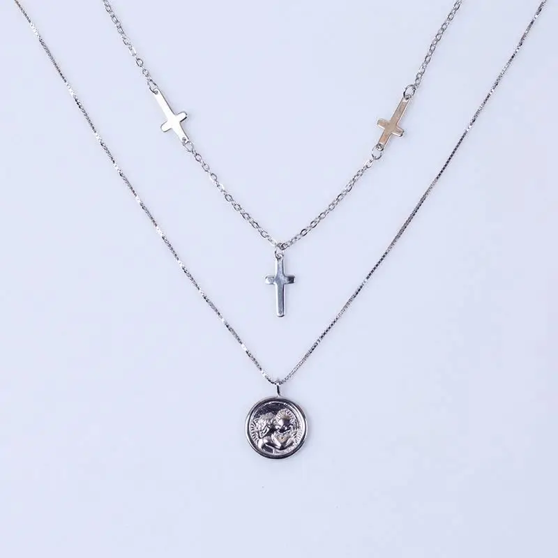 

Italian Craftsmanship Woman Wedding Double Chains Sterling Necklace Collier Femme