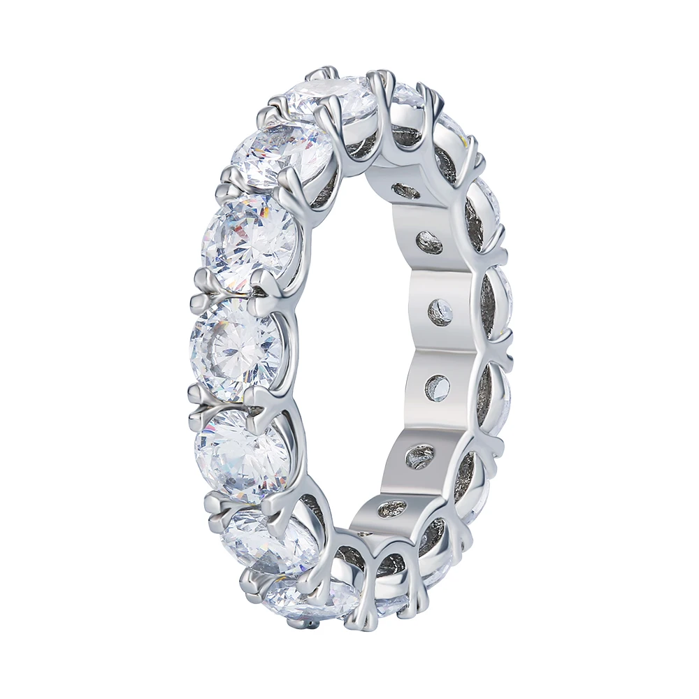 

KRKC 2021 fashion custom adjustable jewelry brass white gold plated women iced out zircon stone diamond ring