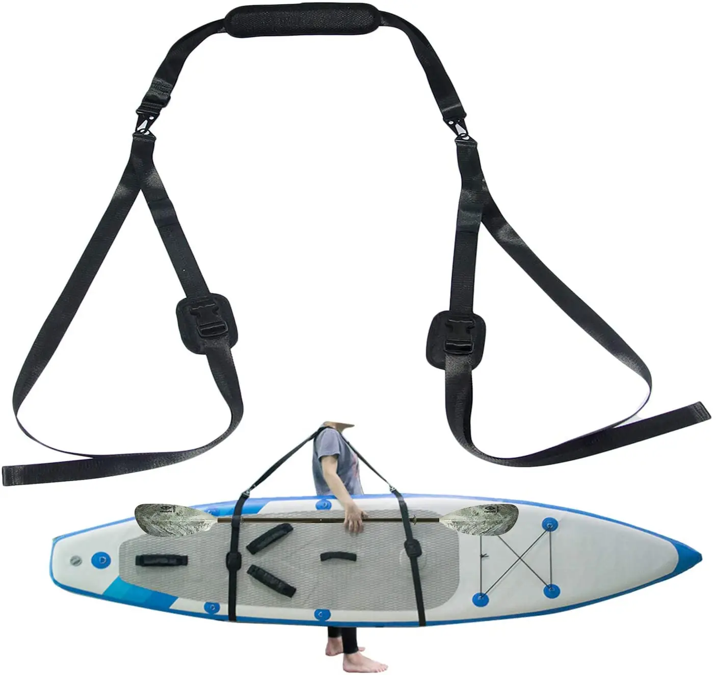 

Adjustable Kayak SUP Carry Strap Multi-Use Shoulder Strap for Surfboard Stand Up Paddleboard Canoe Board Carry Belt