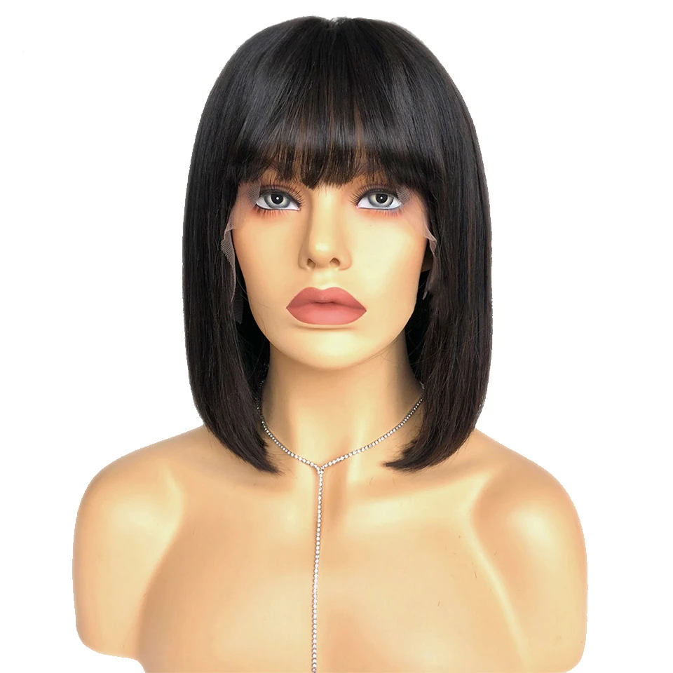 

Brazilian Short Silky Straight Bob Lace Wigs in Human Hair Wigs Straight Lace Front Closure 12a HD Lace Wig