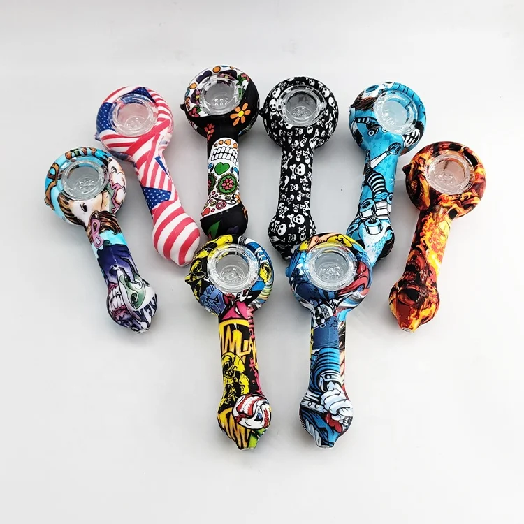 

Glass Smoking Bee Pipe Food Grade Silicone Smoking Pipe Hot Selling Tobacco Pipes, Mixed or customized