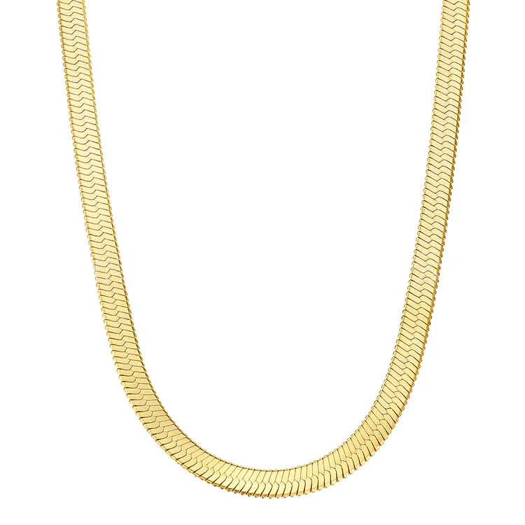 

Women jewelry 925 sterling silver 14k gold plated vermeil flat snake chain herringbone necklace