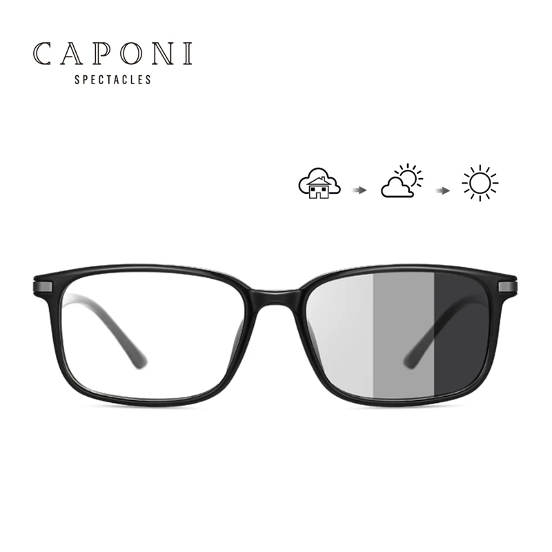 

CAPONI Computer Phone TR+Acetate Men Photochromic Blue Light Blocking Glasses