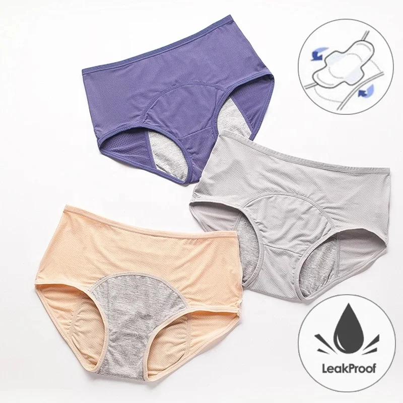 

40444 Wholesale Period Panties Breathable Leak Proof Menstruation 10sizes Plus Size Women's Panties Menstrual Period Panties, Black, pink, blue gray, nude, gray, purple, lavender, red