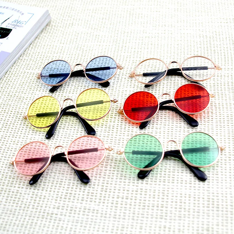 

Round Pet Glasses Mirror Cat Dog Sunglasses Pets Accessories Sun Glasses Metal Frame High Quality Pet Sunglasses