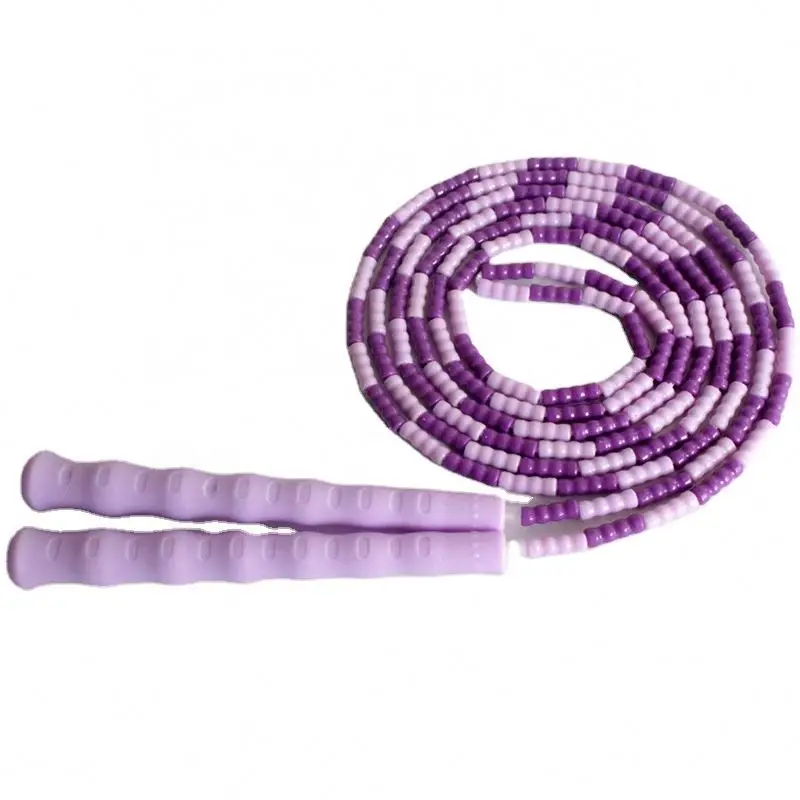 

Kids Children Soft Plastic pleval beaded jump rope Soft Beaded Skipping Rope PVC long handle jump rope, Blue,pink,green,purple