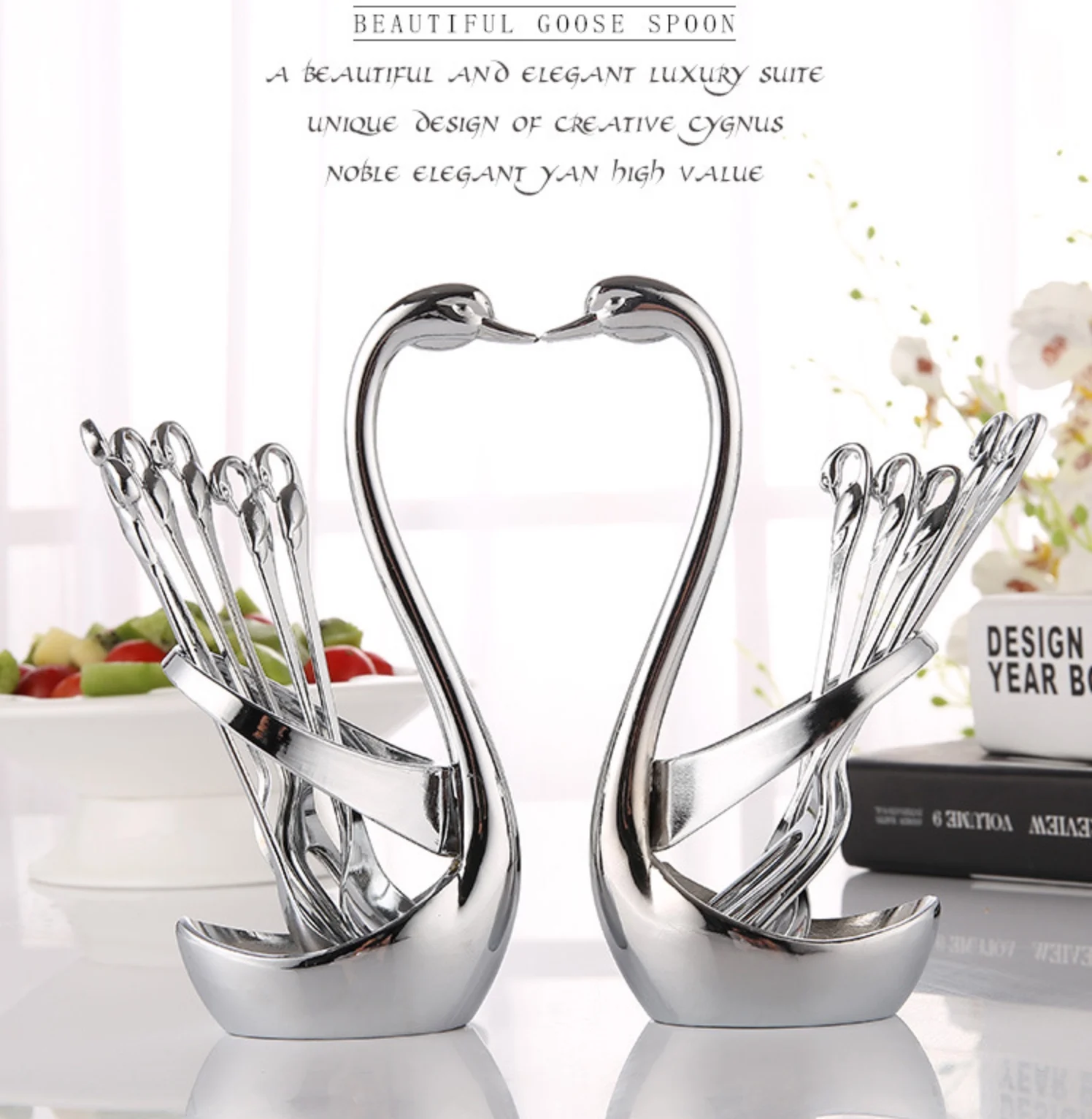 

Stainless Steel Fruit Food Fork Spoon Knife Base Holder Gift Tableware Knife Base Holder Wedding Decoration