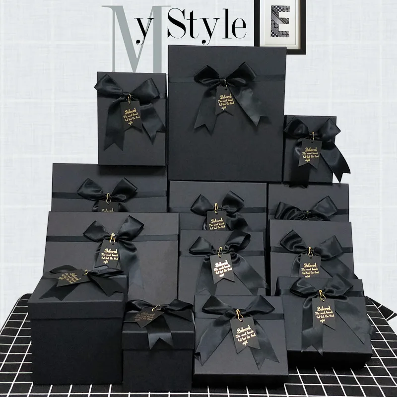 

Rectangular black Kraft box gift box Bow Gift Box