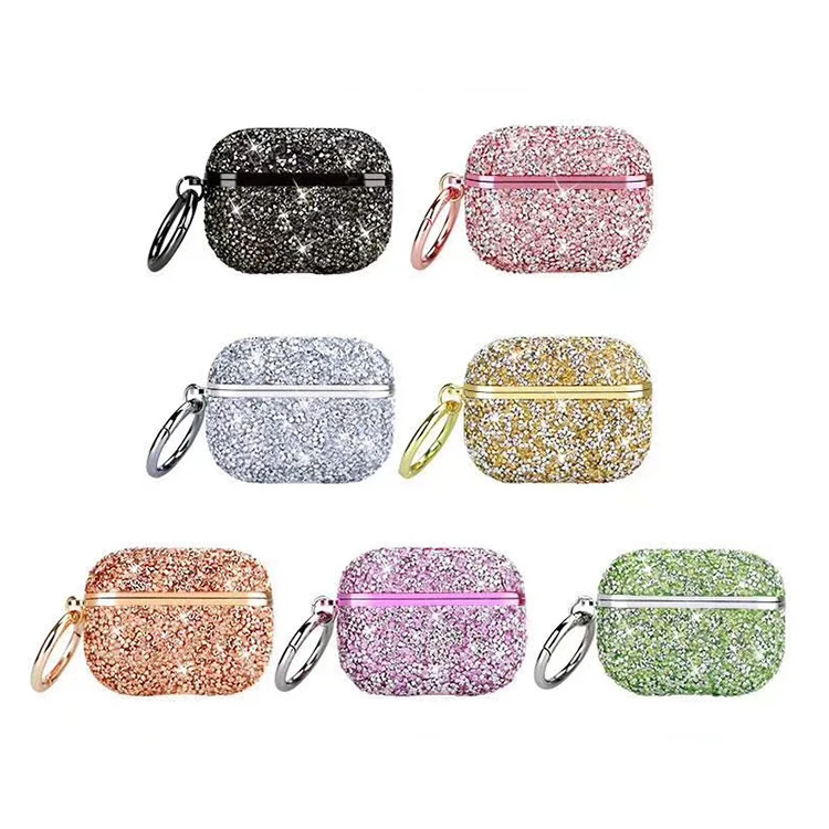 

2021 Fashion Luxury Women girl Soft Glitter Diamond Bling Bling Shockproof Wireless Earphone Case For Airpods Pro 3, Multi colors