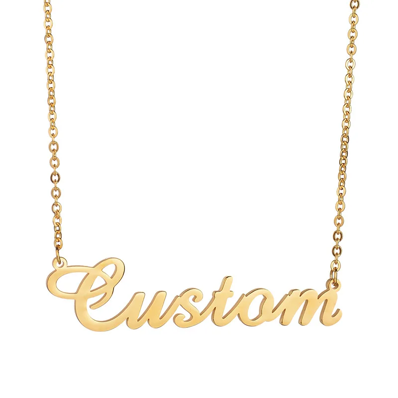 Custom 304 Stainless Steel Link Chain Necklace Zircon/Diamond DIY Name Letter for Valentine's Day Party Gift Men's Any Letter