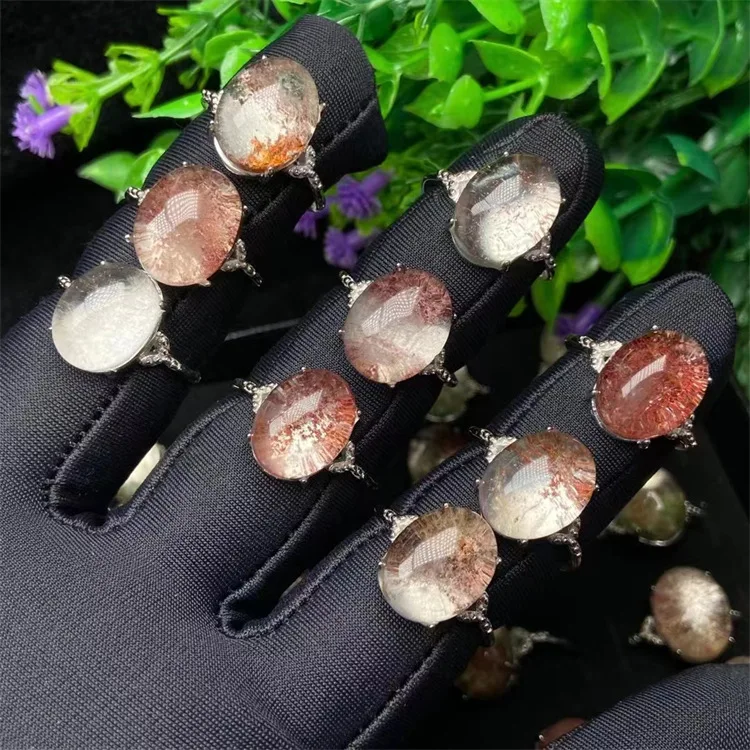 

Factory Wholesale Natural Stone multicolor ghost Ring for Women Crystal Quartz Gemstone Adjustable opening ring Jewelry