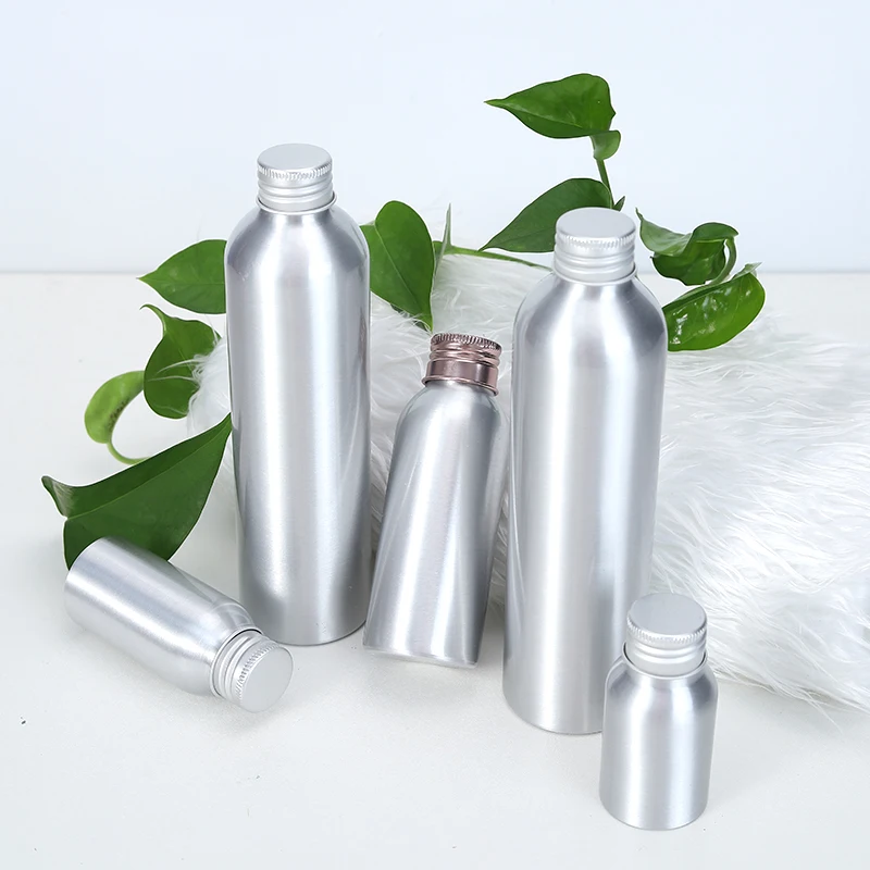 

luxury cosmetic 30ml 50ml 100ml 120ml 250ml toner aluminum bottles with screw lid