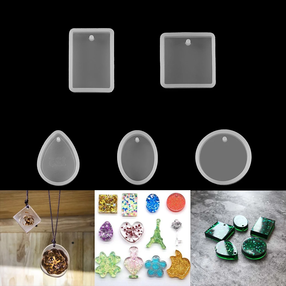 

5pcs/set Necklace Pendant Silicone Molds UV Resin Epoxy Resin Mould For Handmade DIY Jewelry Making Finding Tools Supplies, As shown