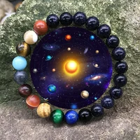 

Planetary Sky Blue Sandstone Moon Stone Crystal Natural Stone Beads Galaxy Planets Solar System chakra Bracelet Bangle dropship