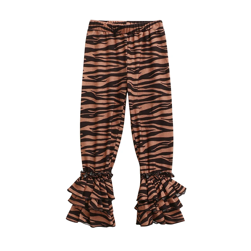 

Boutiques New Product Baby Girl Trousers Infant 100%Cotton Knitted Leopard High Quality Kids Ruffle Pants, Picture